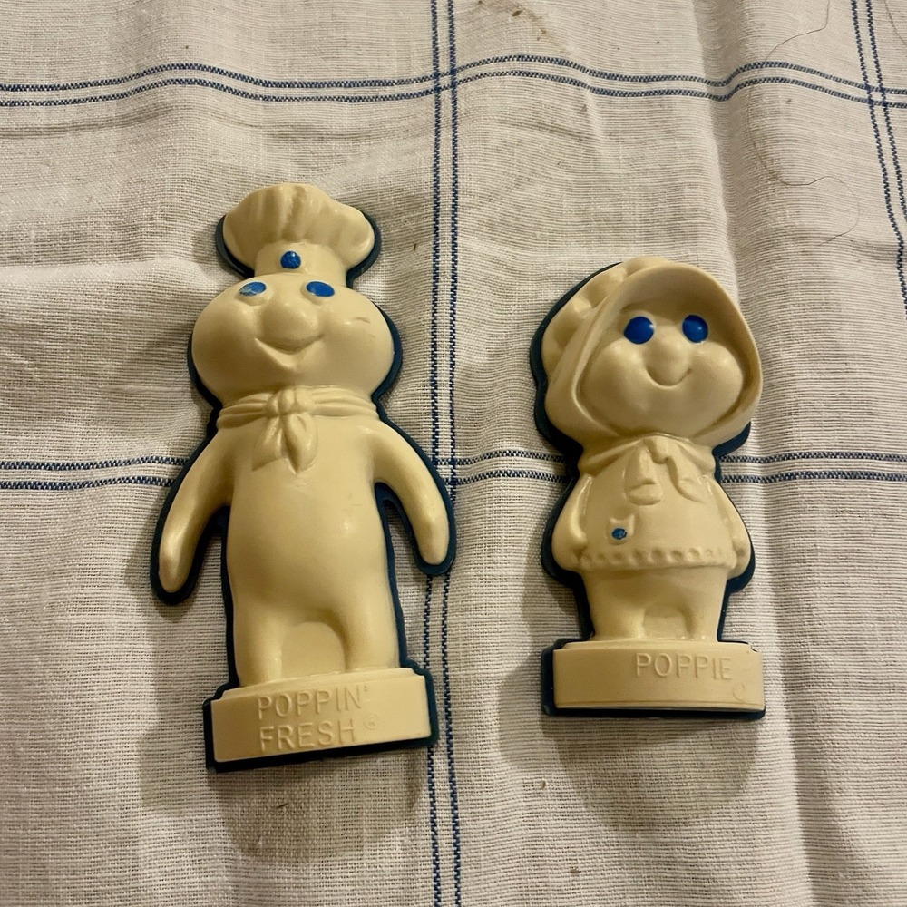 Vintage Pillsbury Doughboy Poppin And Poppie Fresh Hard Plastic Magnets